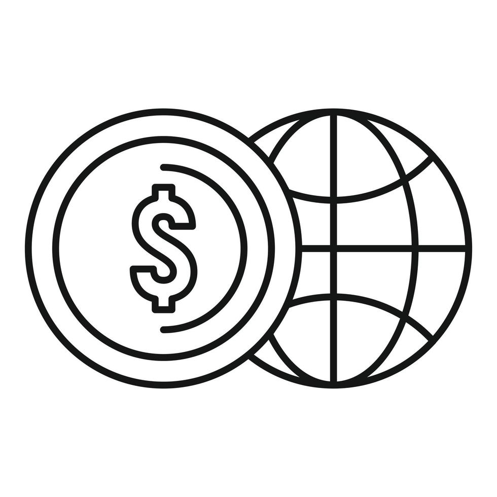 icono de transferencia global de dólares, estilo de contorno vector