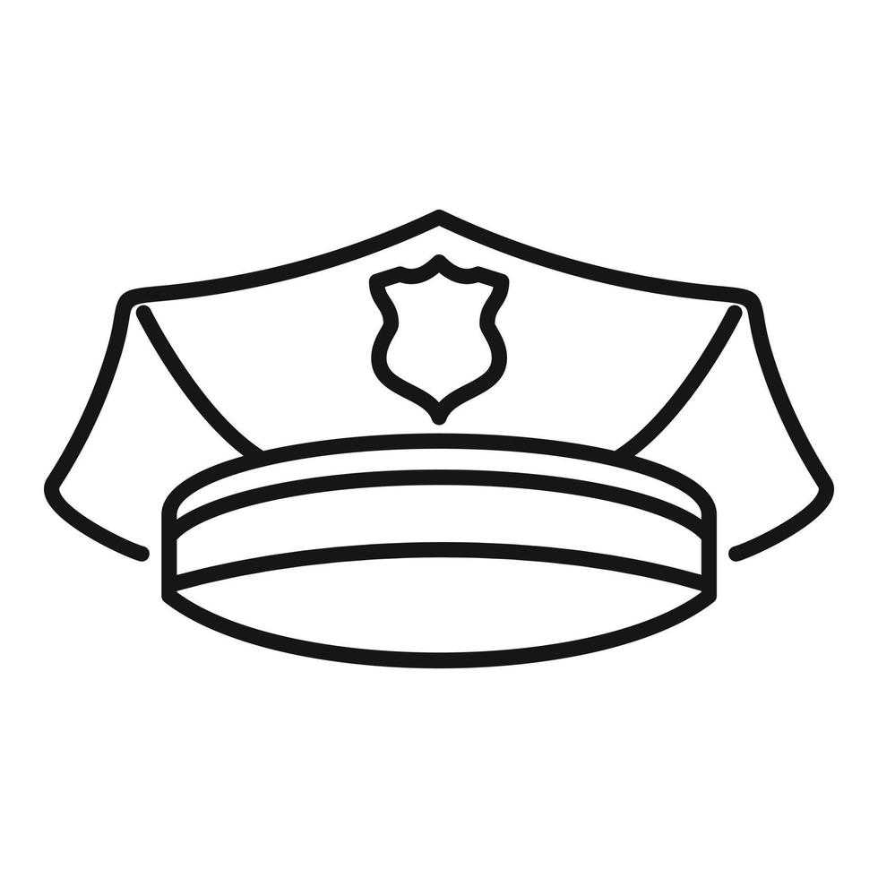 icono de gorra de oficial de policía, estilo de contorno vector