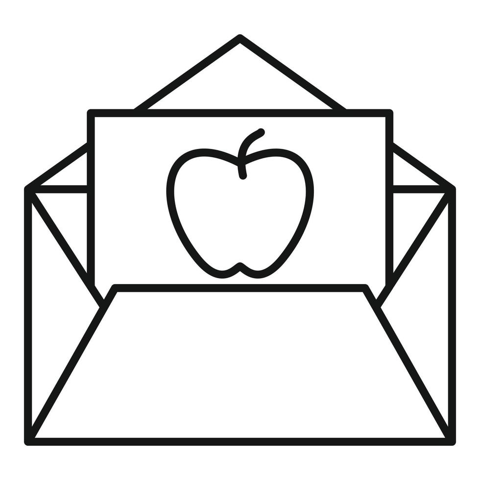 Envelope apple newtons day icon, outline style vector