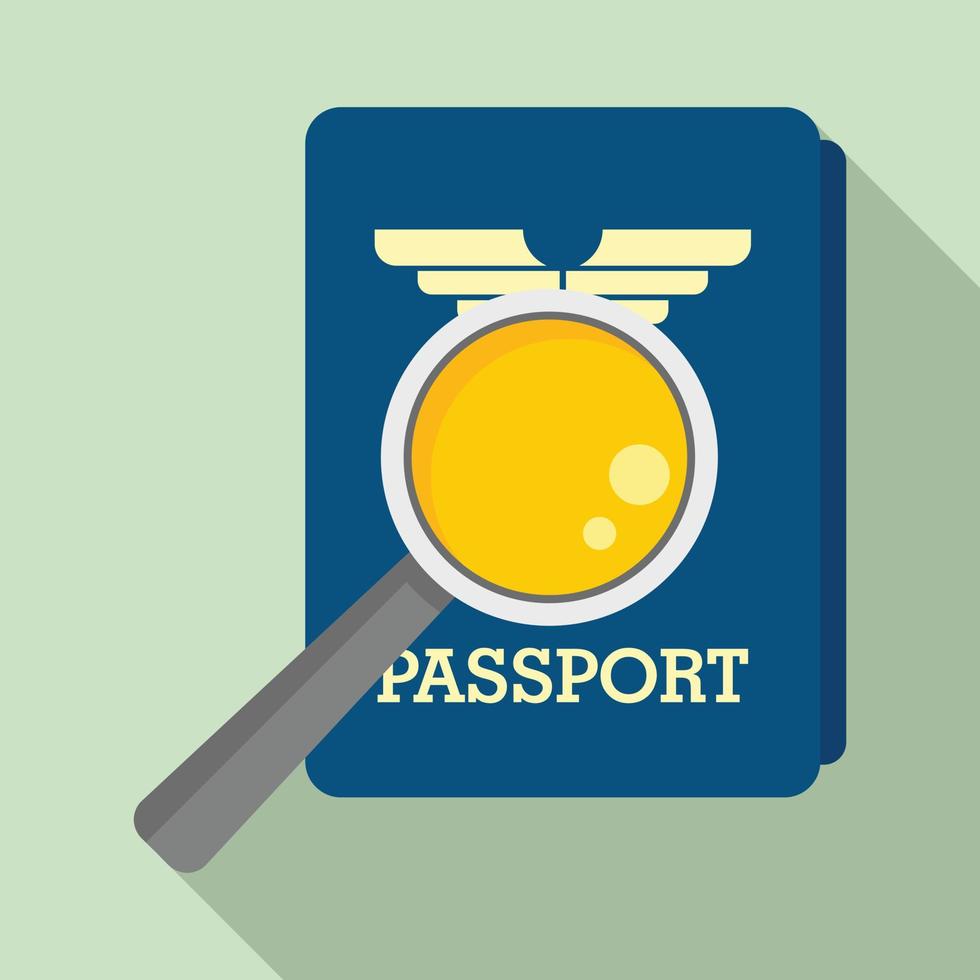 Magnifier passport control icon, flat style vector