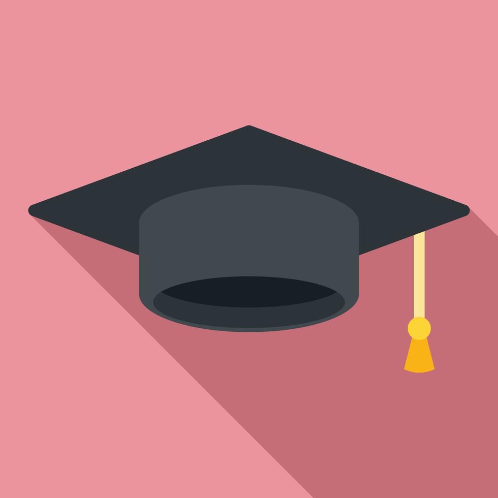 Graduation hat icon, flat style vector