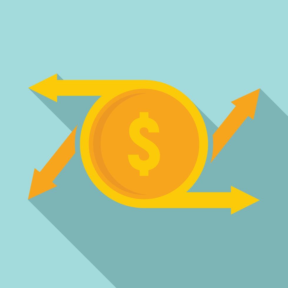 Coin money transfer icon, flat style vector