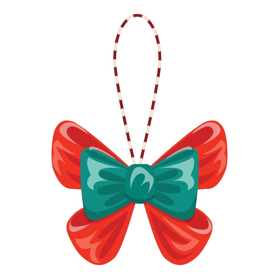 Christmas bow icon, cartoon style vector