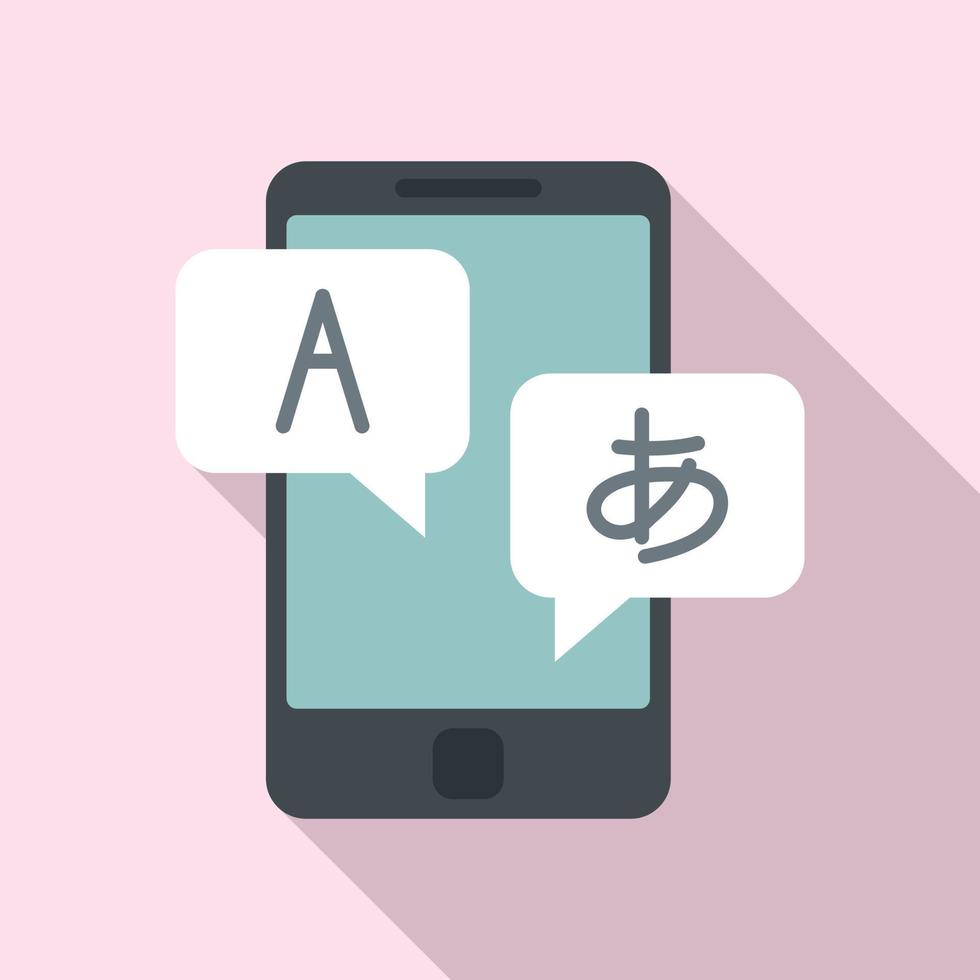 Foreign language study smartphone icon, flat style vector