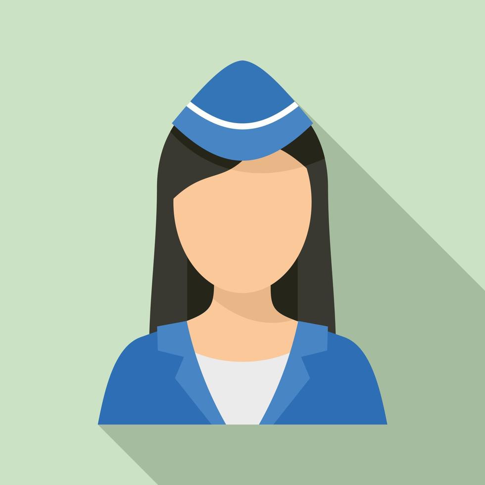 Airplane stewardess icon, flat style vector