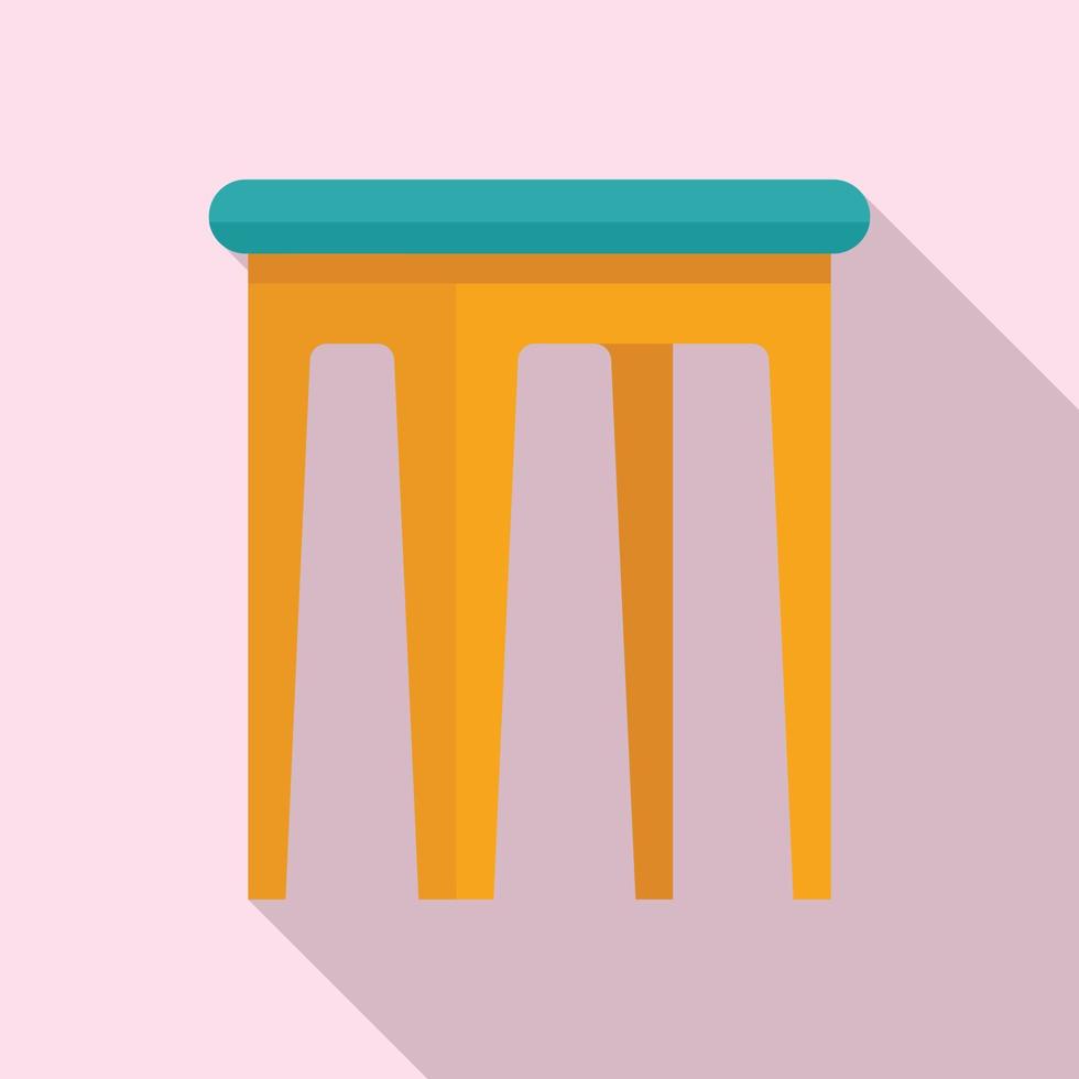 Kid plastic backless chair icon, flat style vector