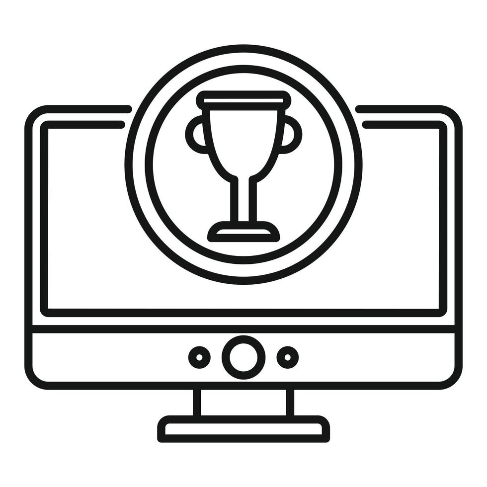 Gamification monitor cup icon, outline style vector