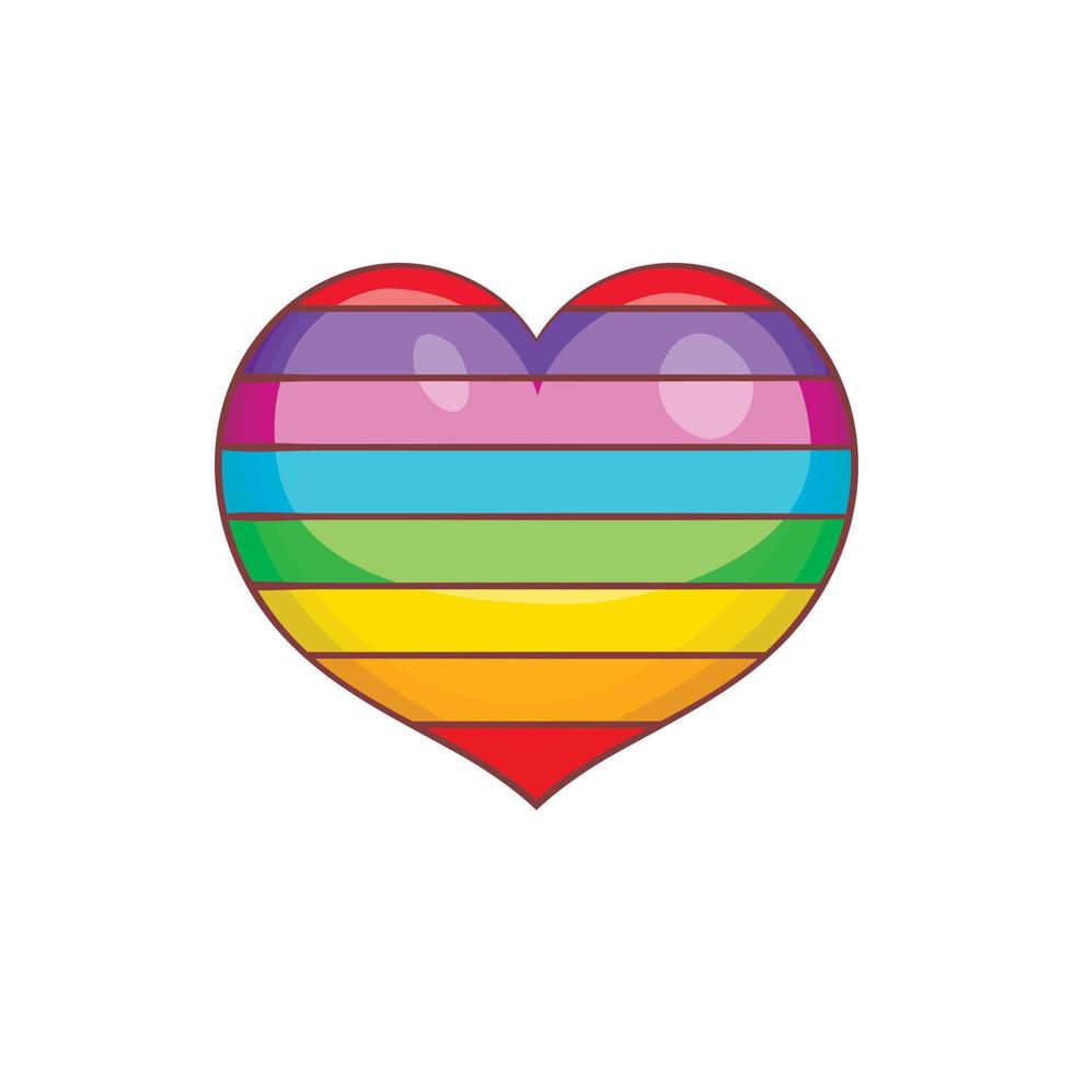 Heart in colours of LGBT icon, cartoon style vector