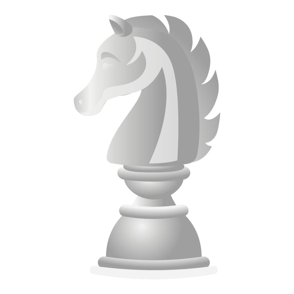 White chess horse icon, cartoon style vector