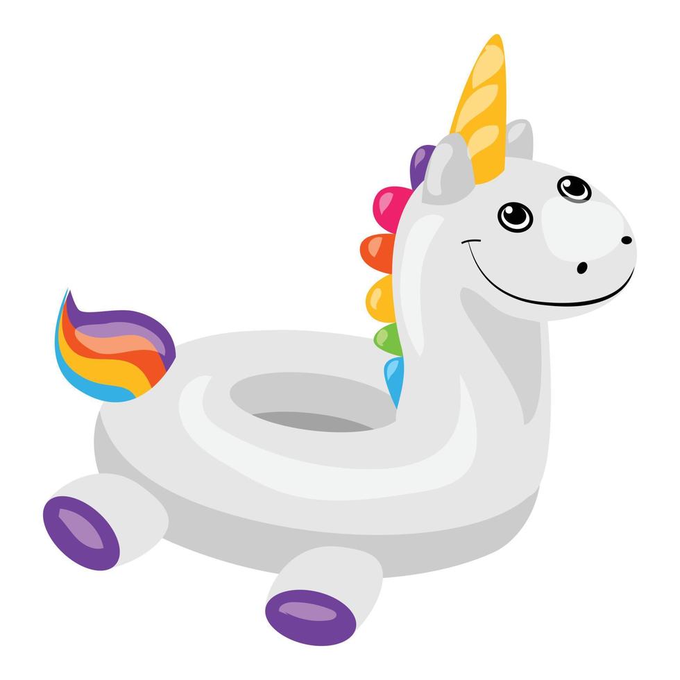 icono de anillo inflable unicornio, estilo de dibujos animados vector