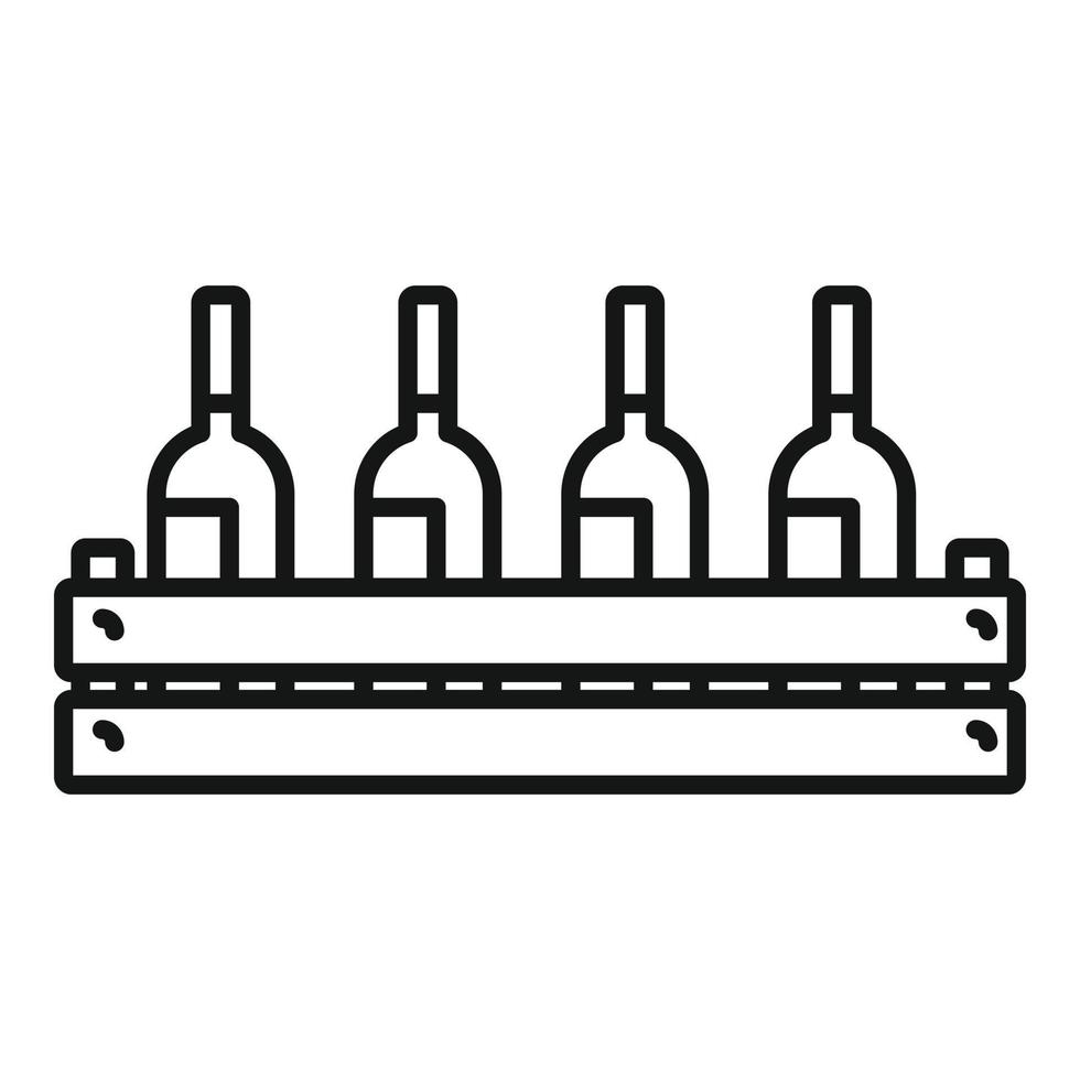 Wine bottle wood box icon, outline style vector