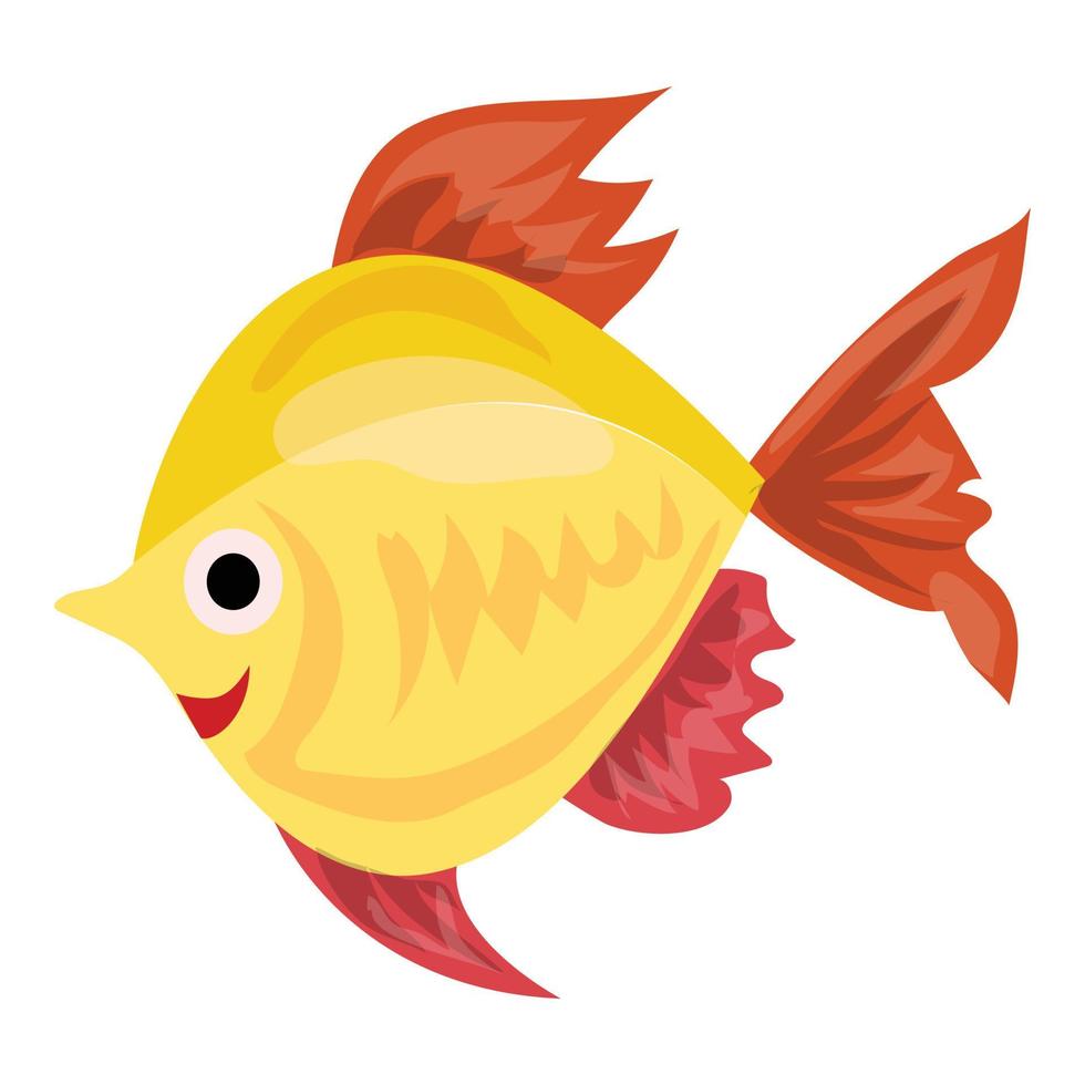 Aquarium gold fish icon, cartoon style vector