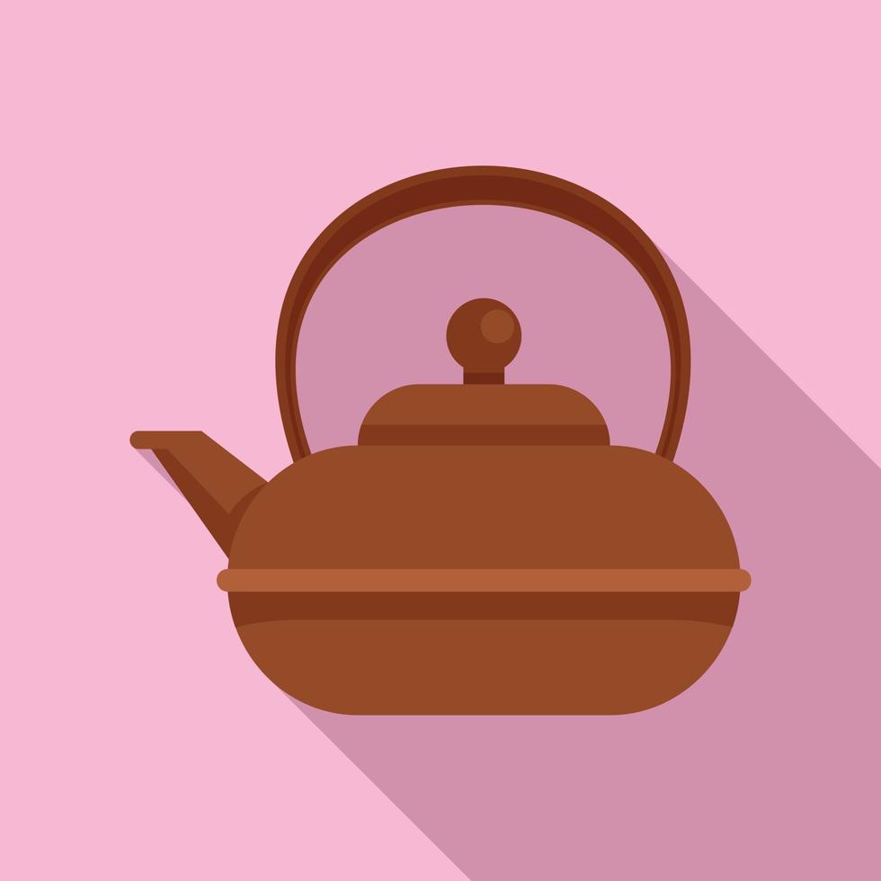 Aromatic tea pot icon, flat style vector