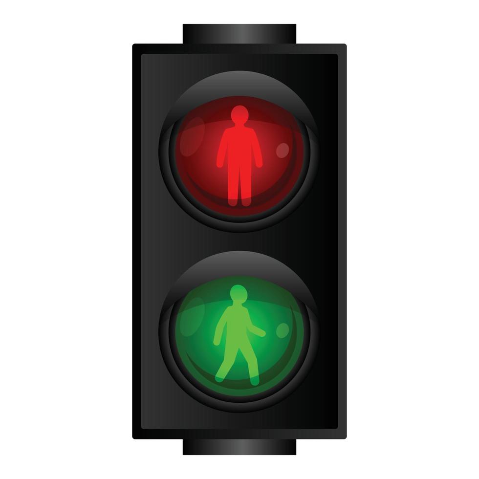 Pedestrian traffic lights icon, cartoon style vector