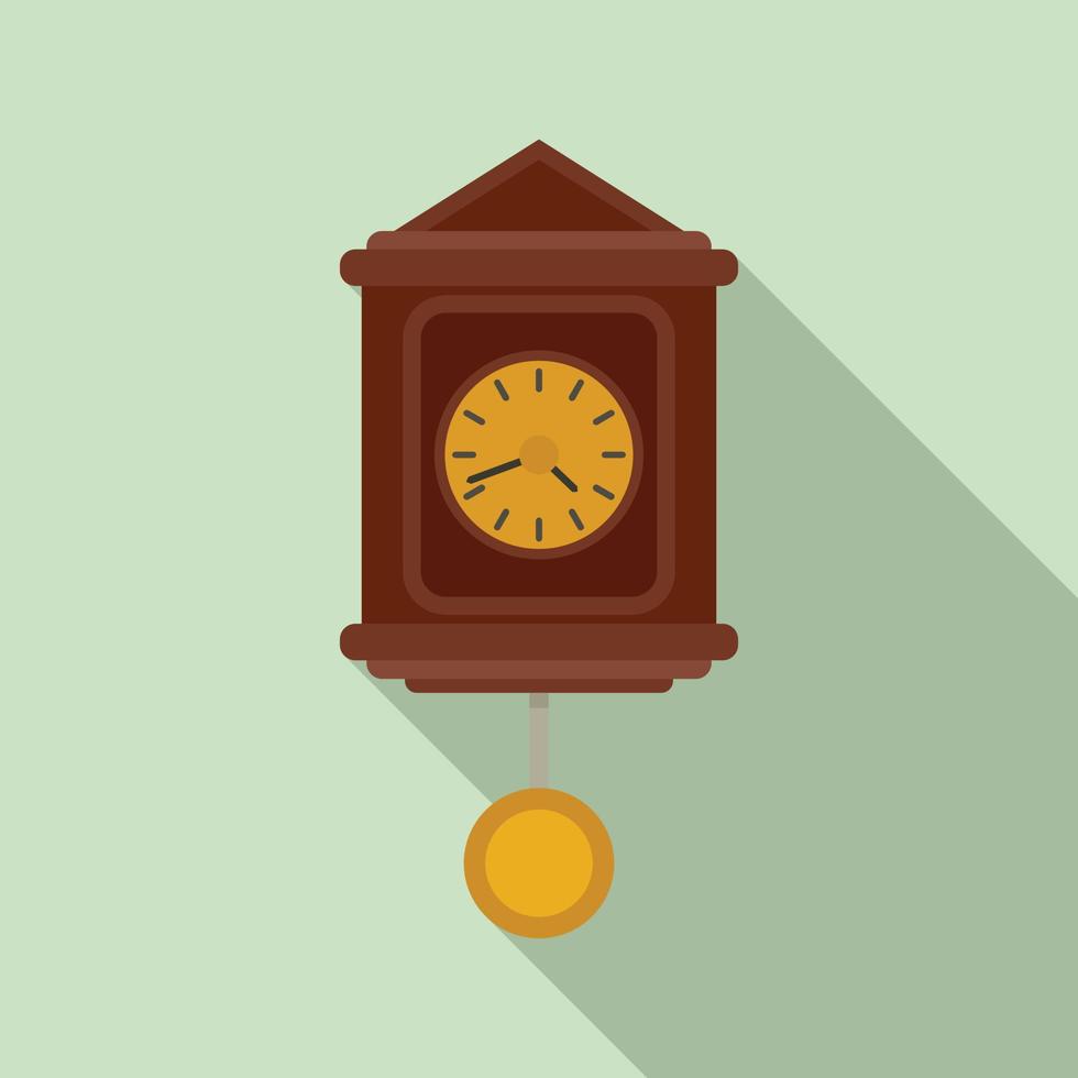 Hour pendulum clock icon, flat style vector