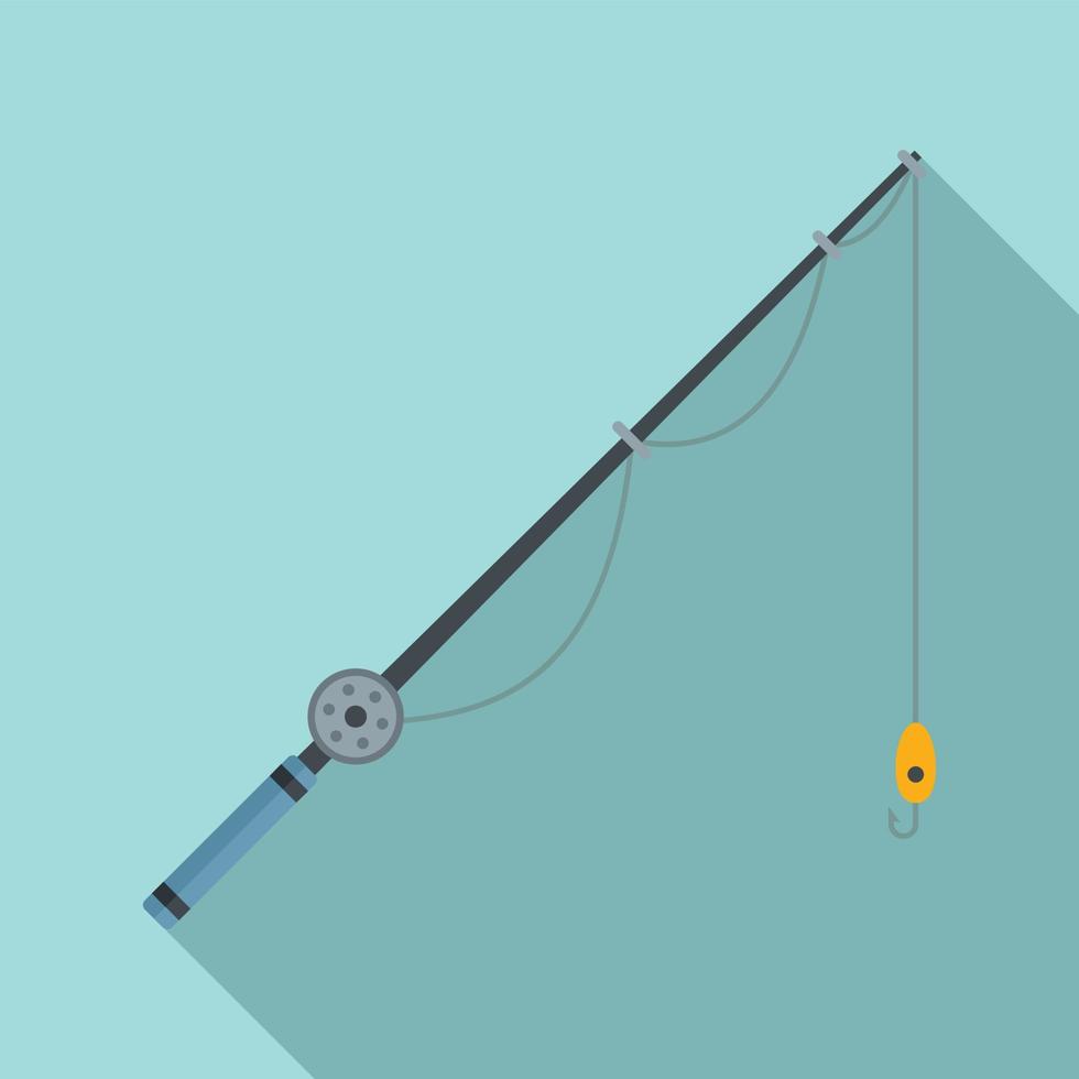 Fishing rod instrument icon, flat style vector