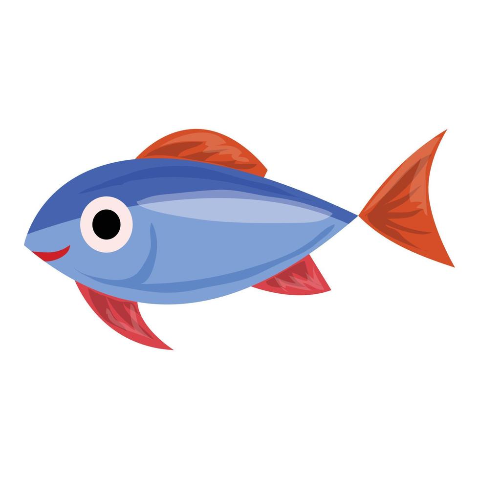 icono de pescado azul exótico, estilo de dibujos animados vector