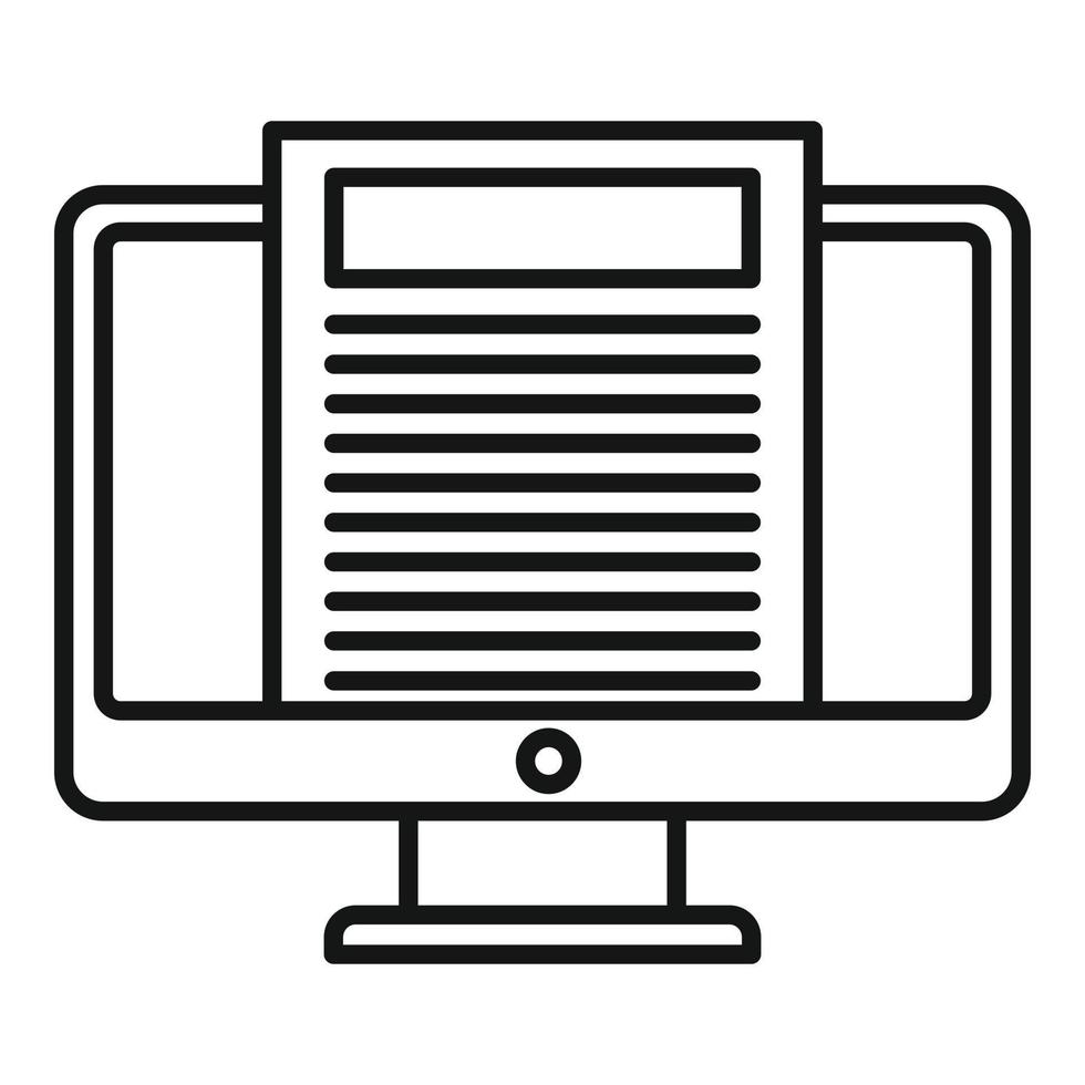 Foreign language pc monitor icon, outline style vector
