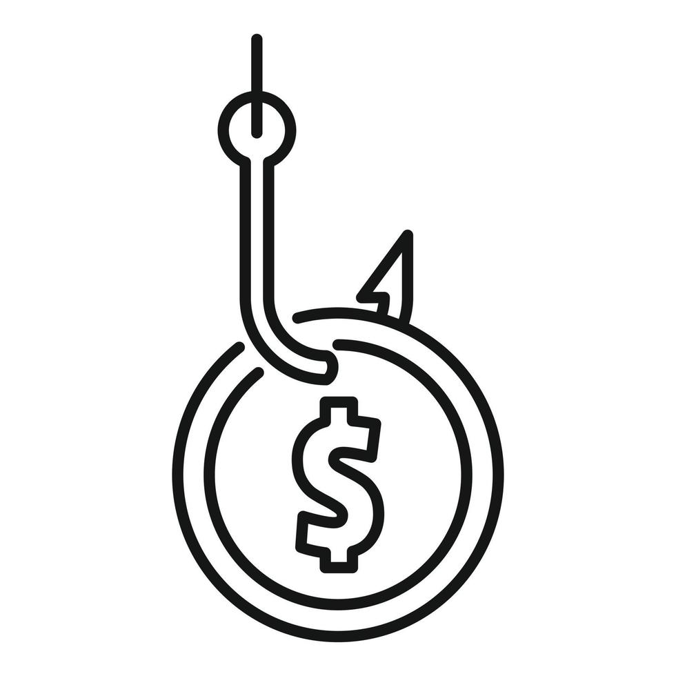 icono de gancho de dinero fraudulento, estilo de contorno vector