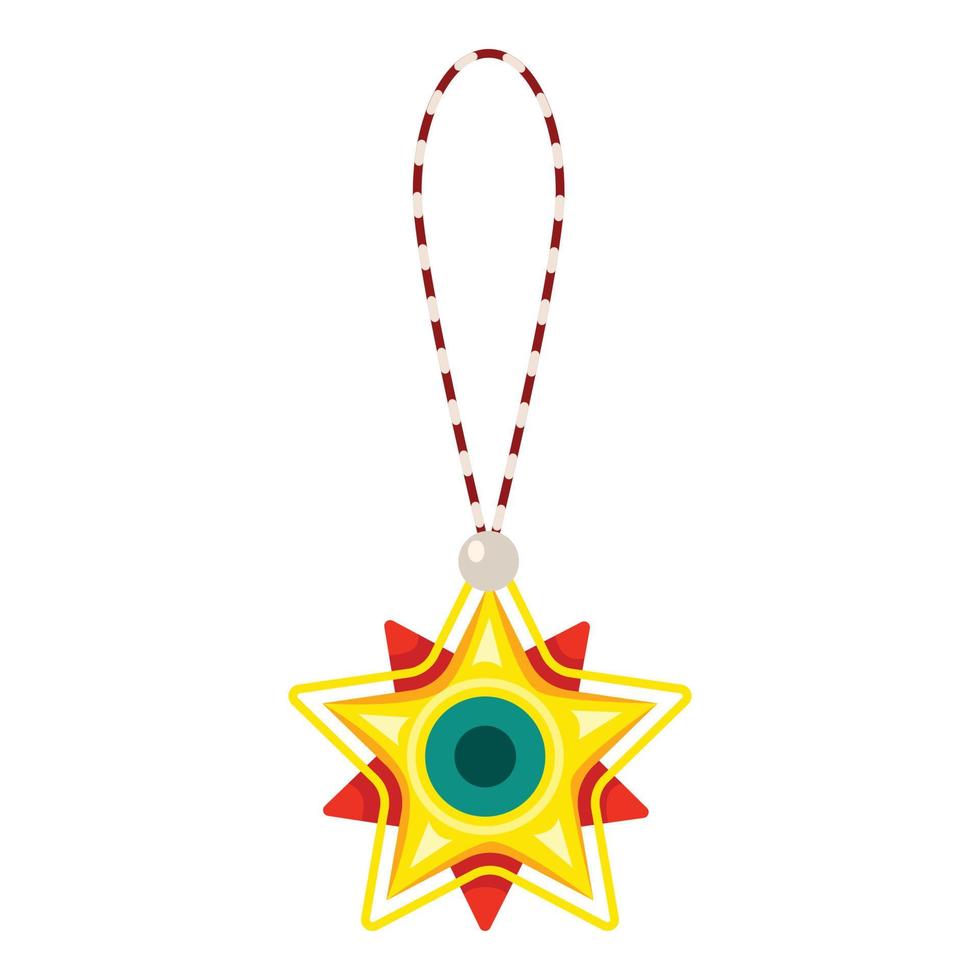 Christmas toy star icon, cartoon style vector