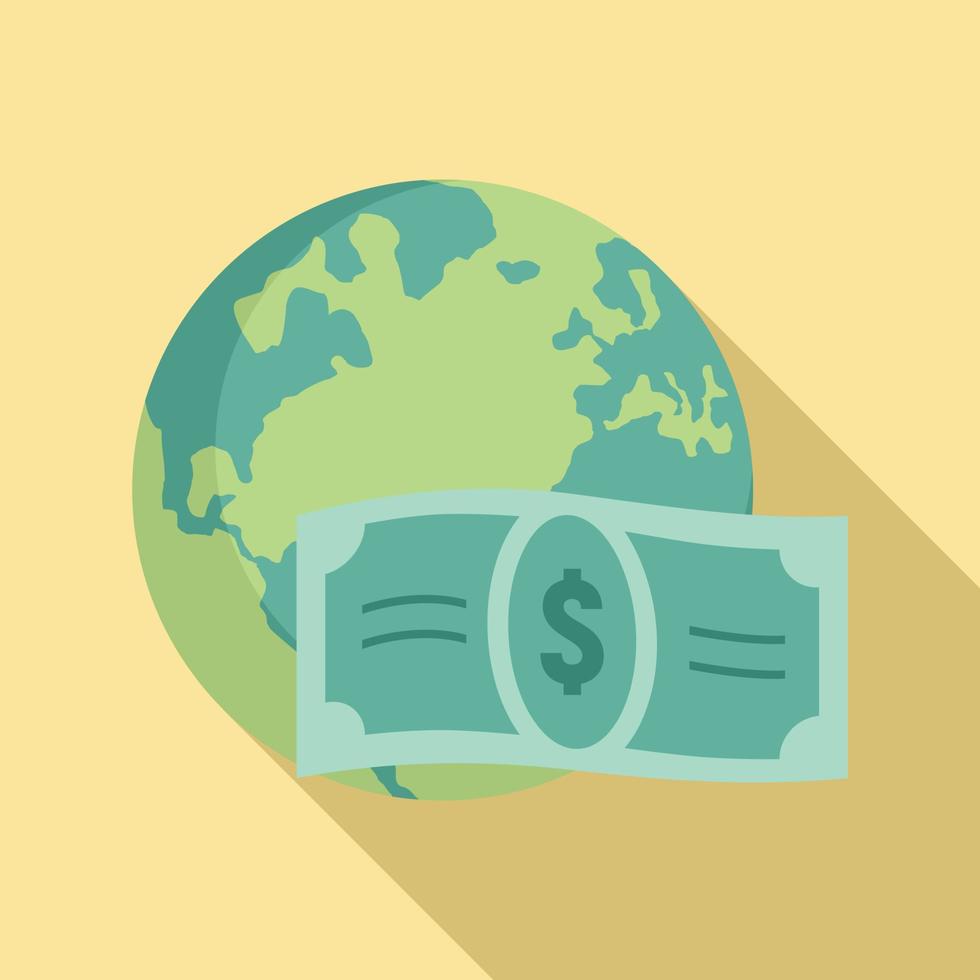 icono de transferencia de dinero global, estilo plano vector