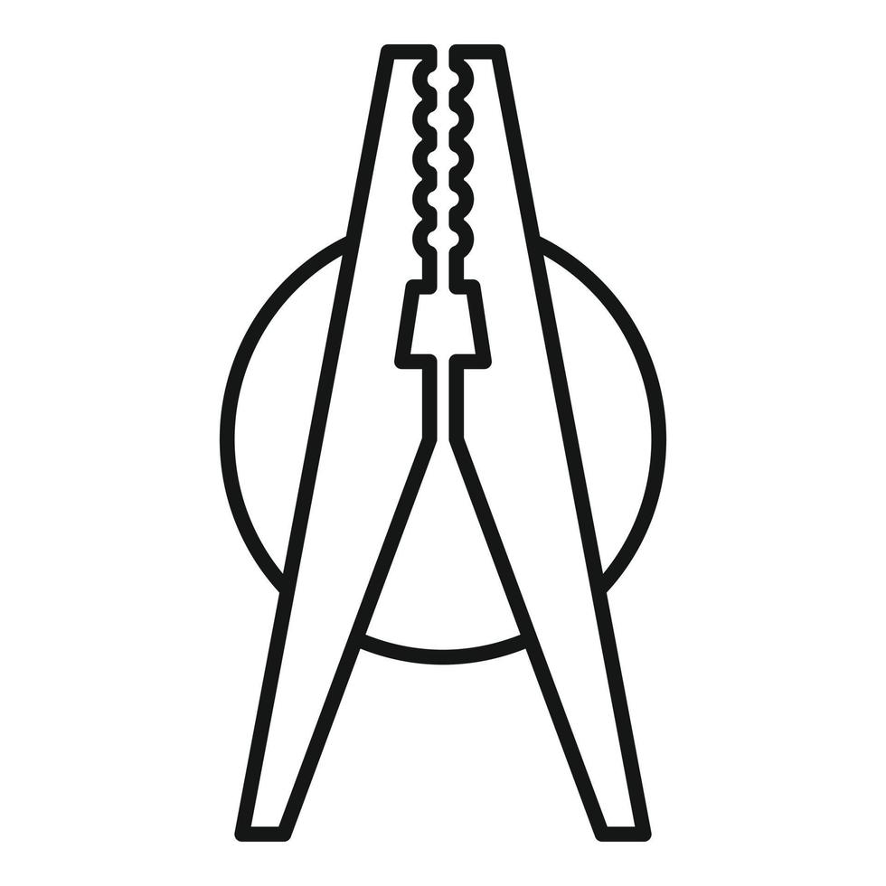 Dry clothes pin icon, outline style vector