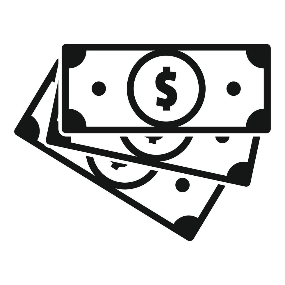 fiscal, dinero, efectivo, icono, simple, estilo vector