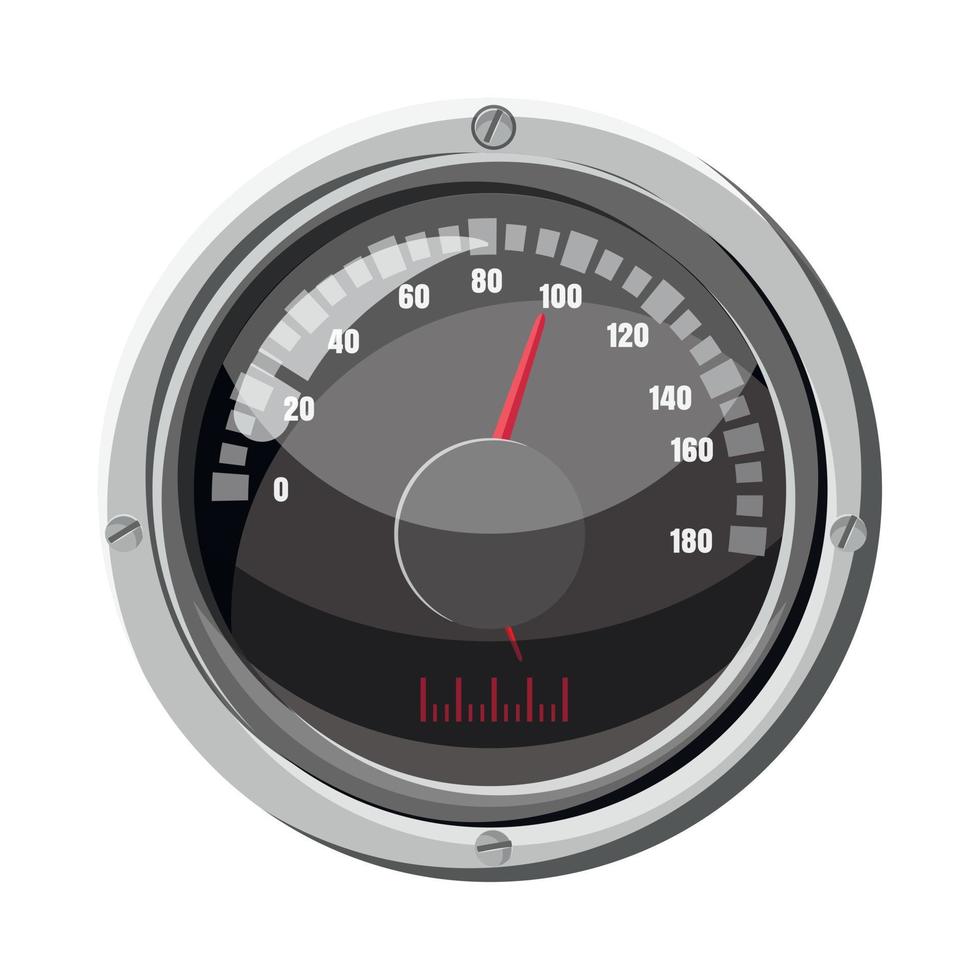 Round speedometer icon, cartoon style vector