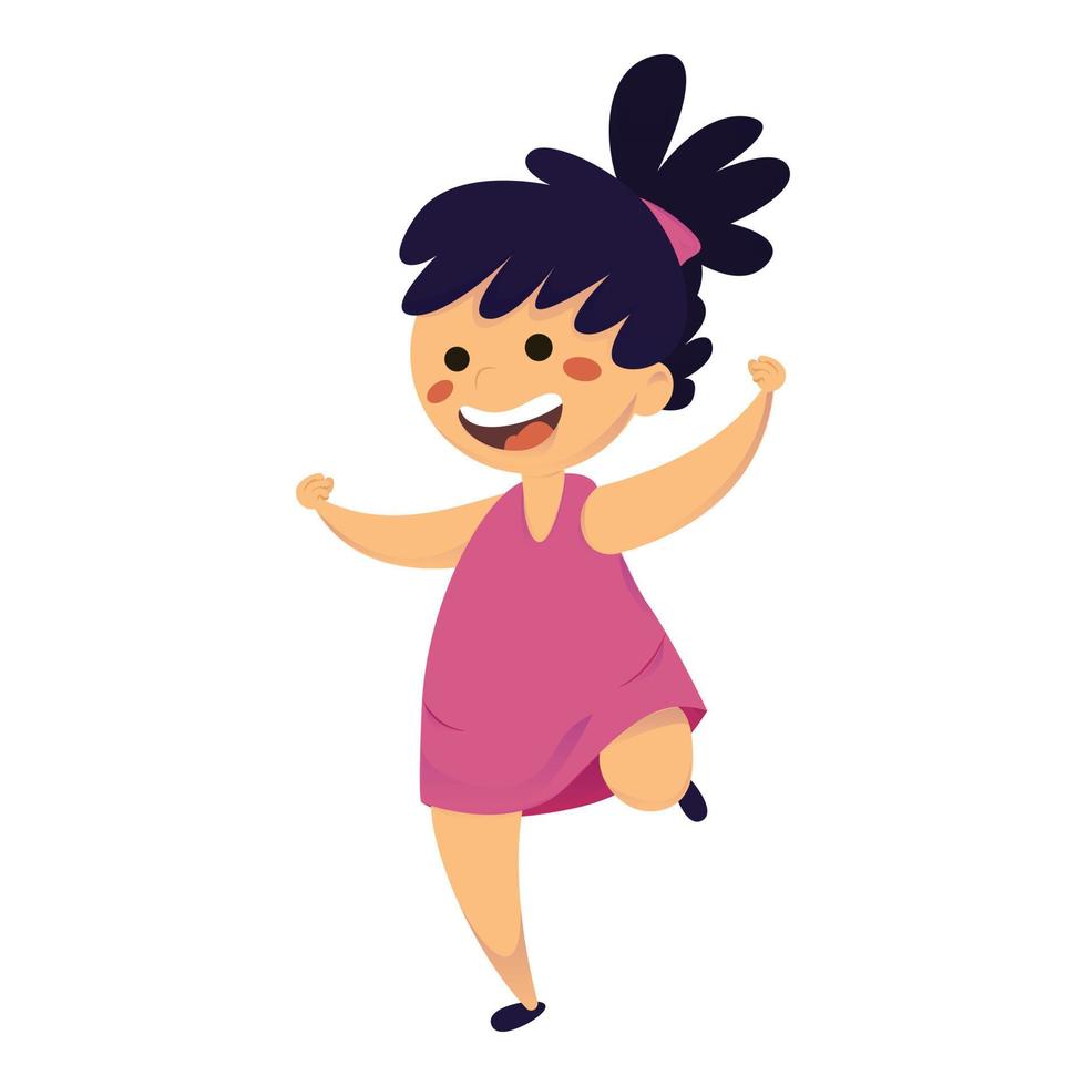 icono de niña feliz, estilo de dibujos animados vector