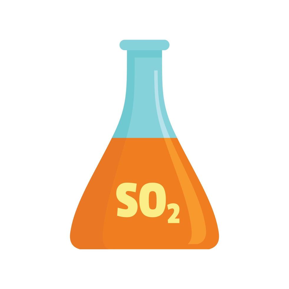 Sulfur dioxide flask icon, flat style vector