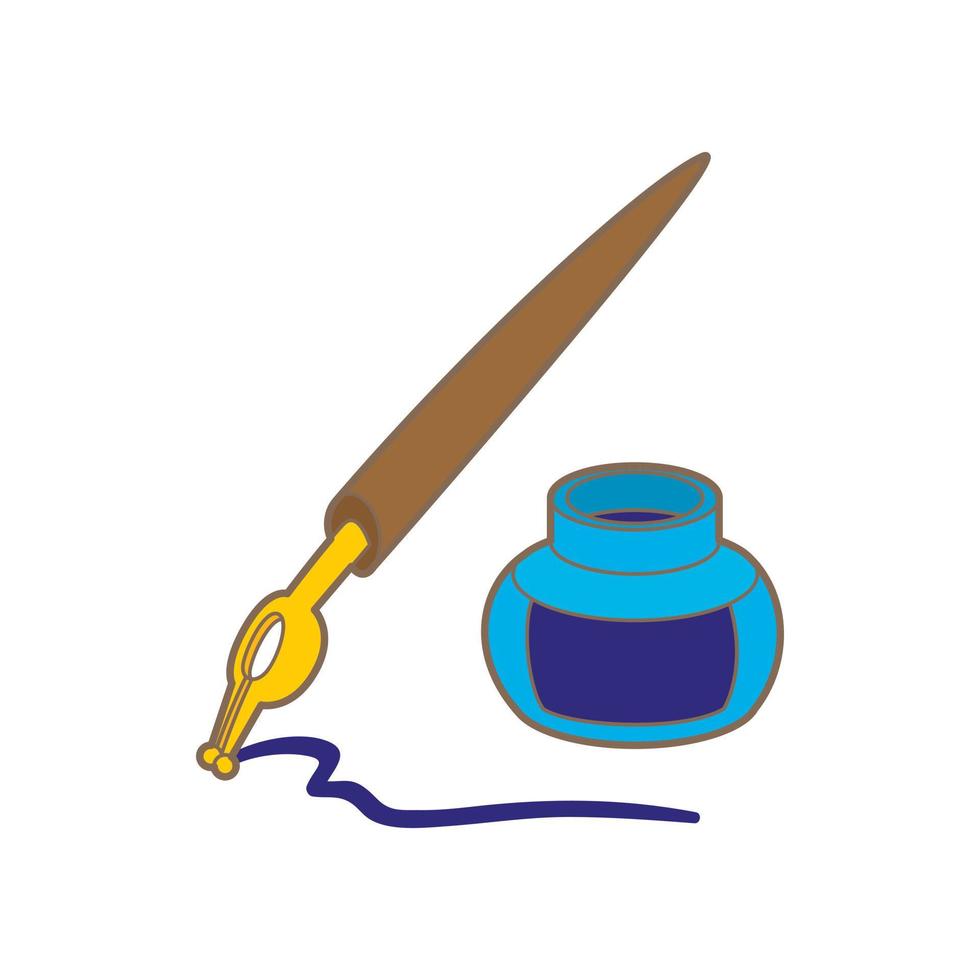 Ink pen icon in cartoon style vector