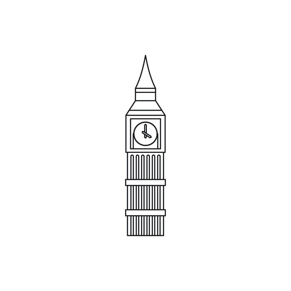 Big Ben clock icon, outline style vector