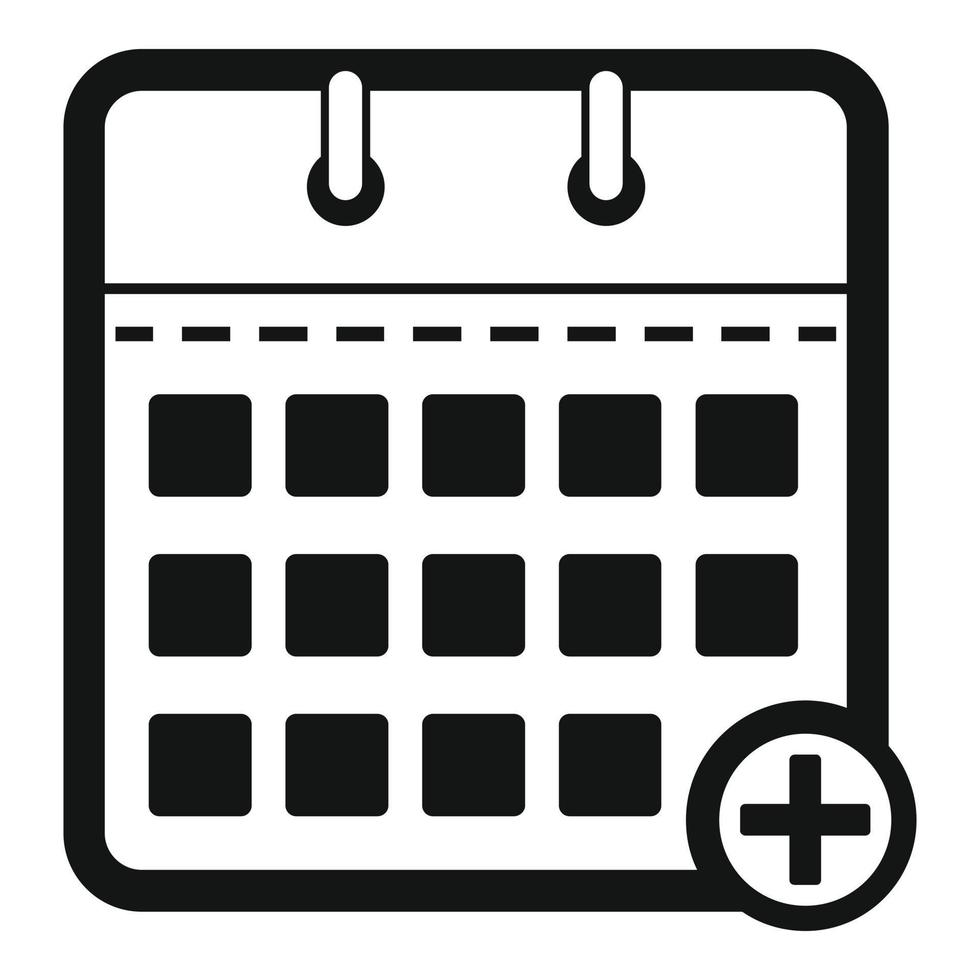 Calendar deadline icon, simple black style vector