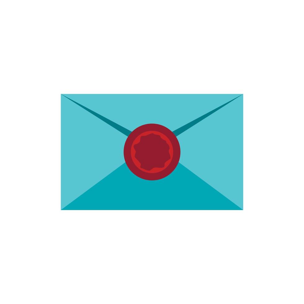 Letter with sealing wax icon, flat style vector