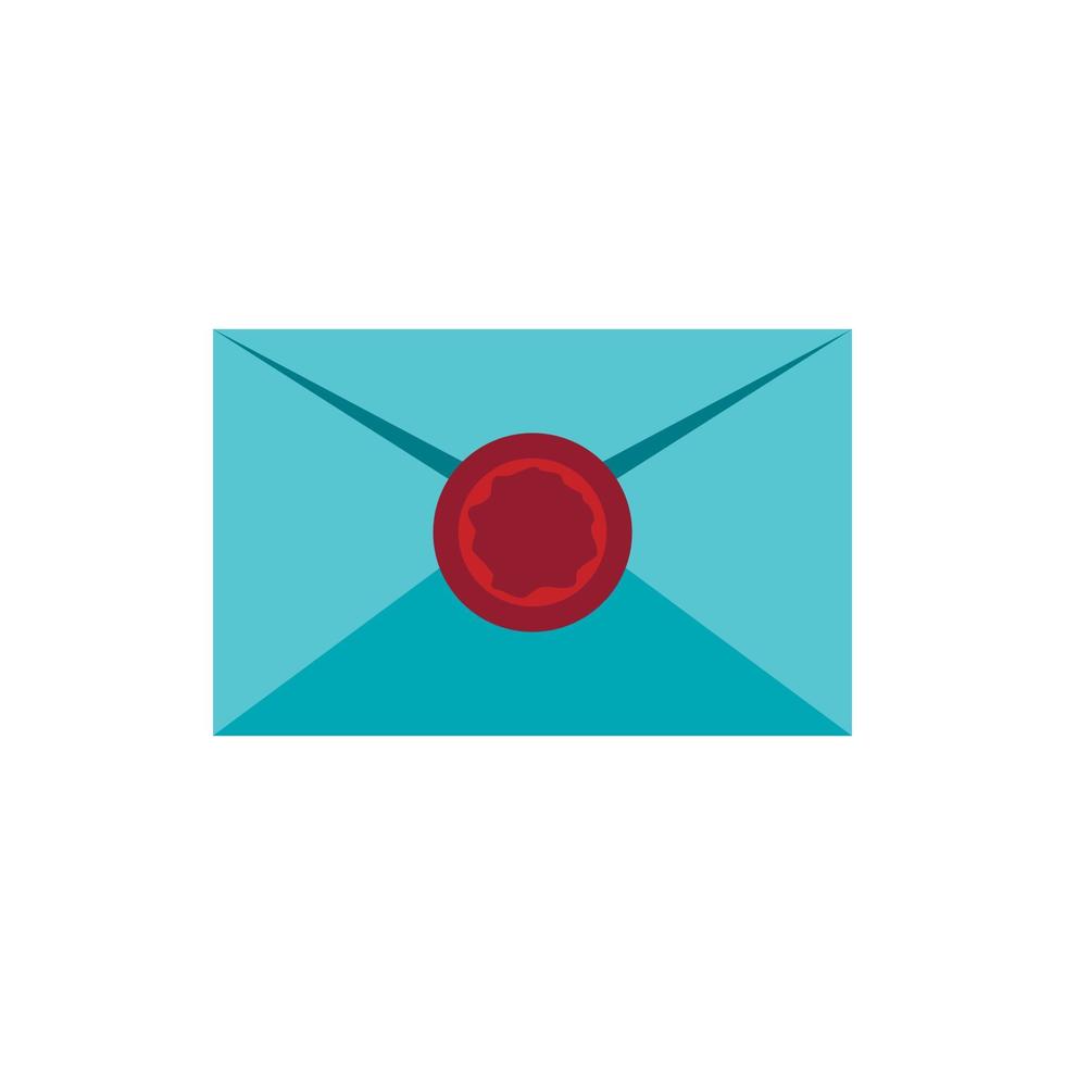 Letter with sealing wax icon, flat style vector