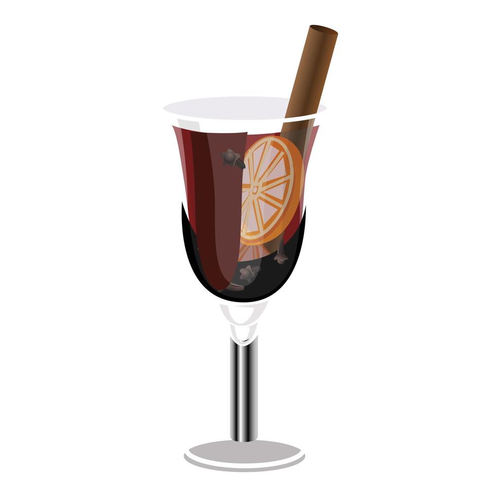 Cocktail cinnamon and orange icon, cartoon style vector