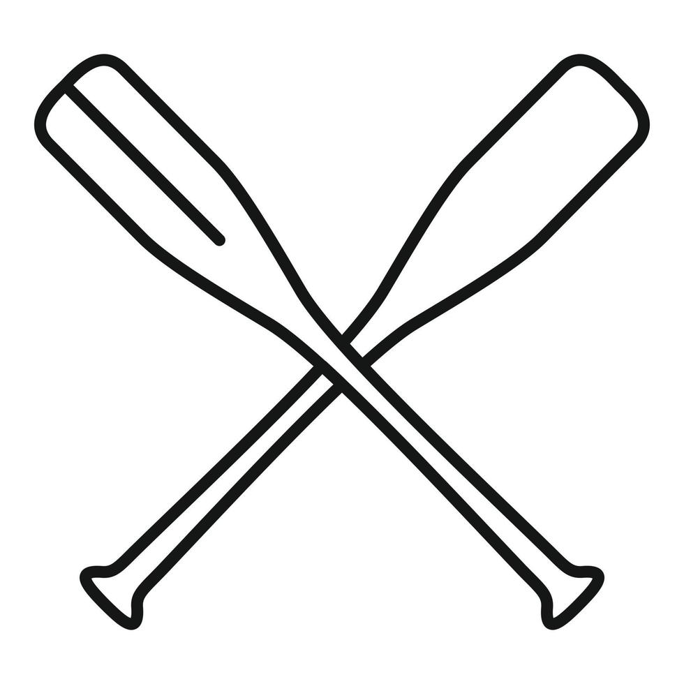 Crossed wood paddle icon, outline style vector