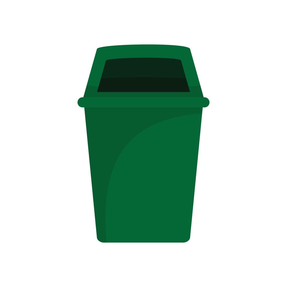 icono de bote de basura de parque verde, estilo plano vector