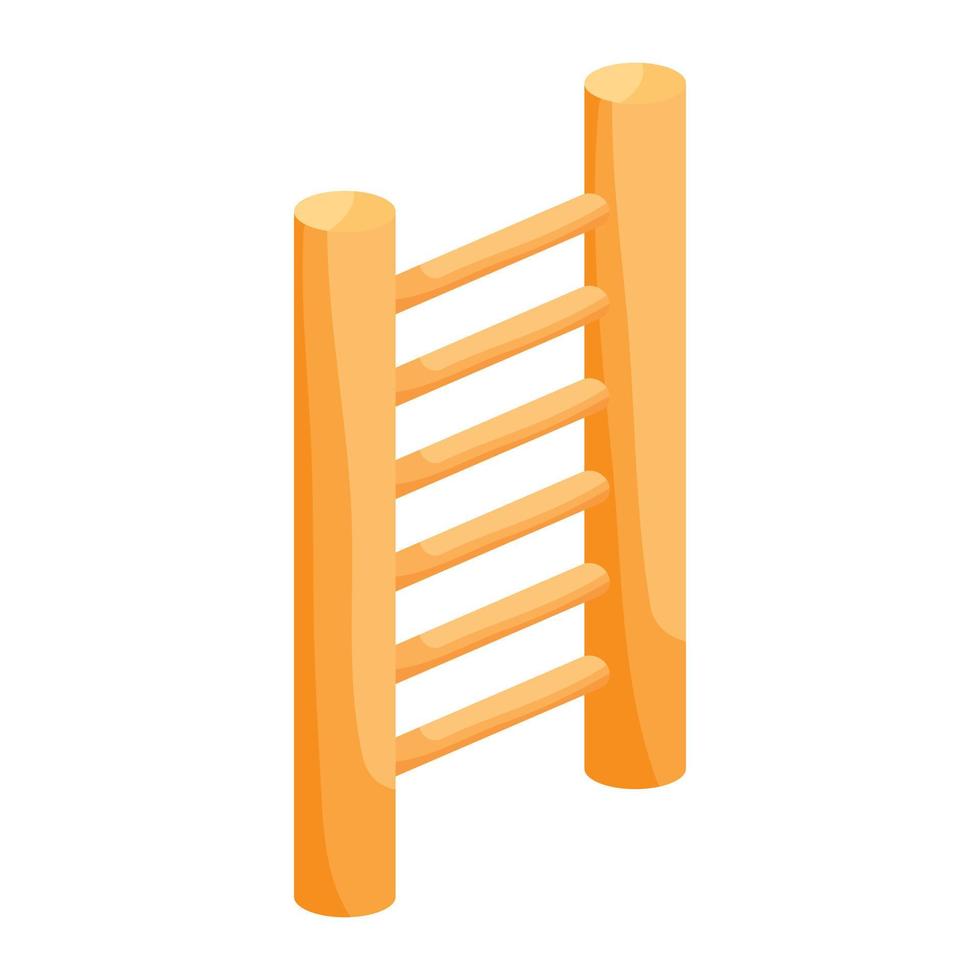 Wooden vertical ladder icon, cartoon style vector