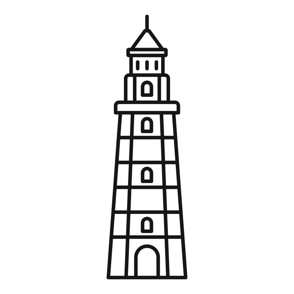 Warning lighthouse icon, outline style vector