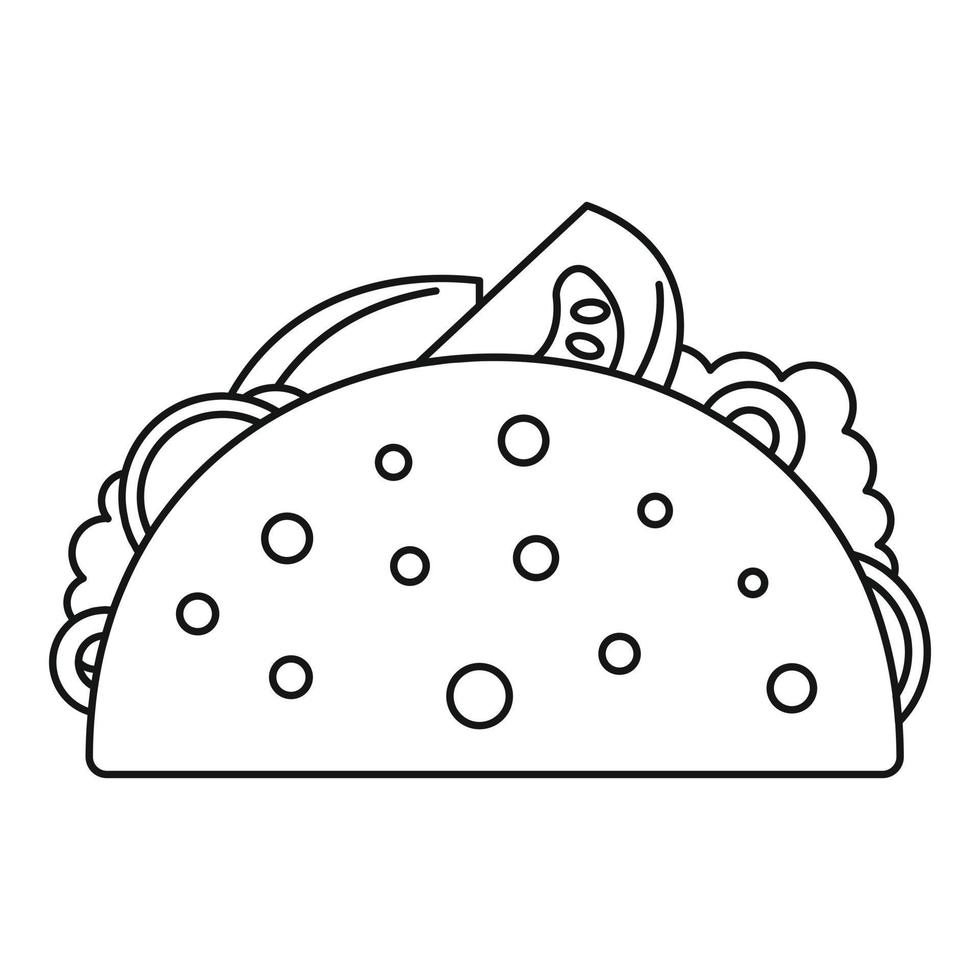 icono de comida de taco, estilo de esquema vector