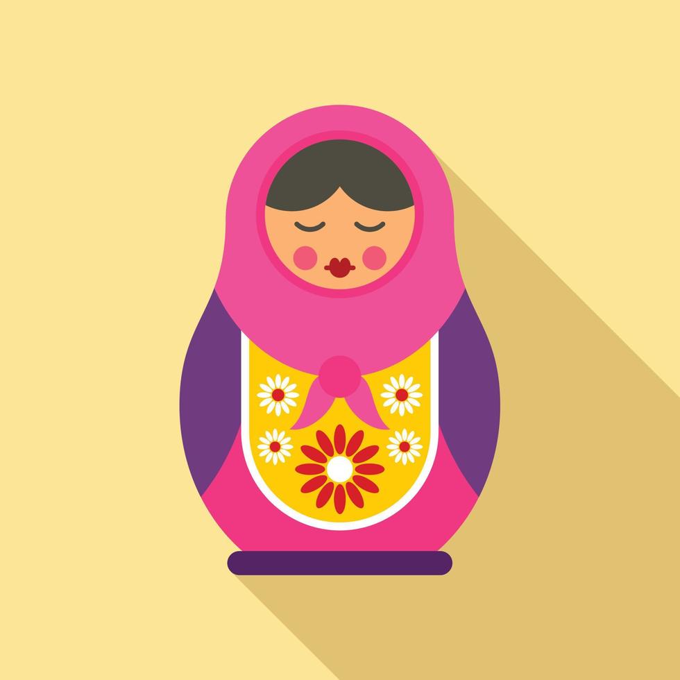 Russian nesting doll icon, flat style vector