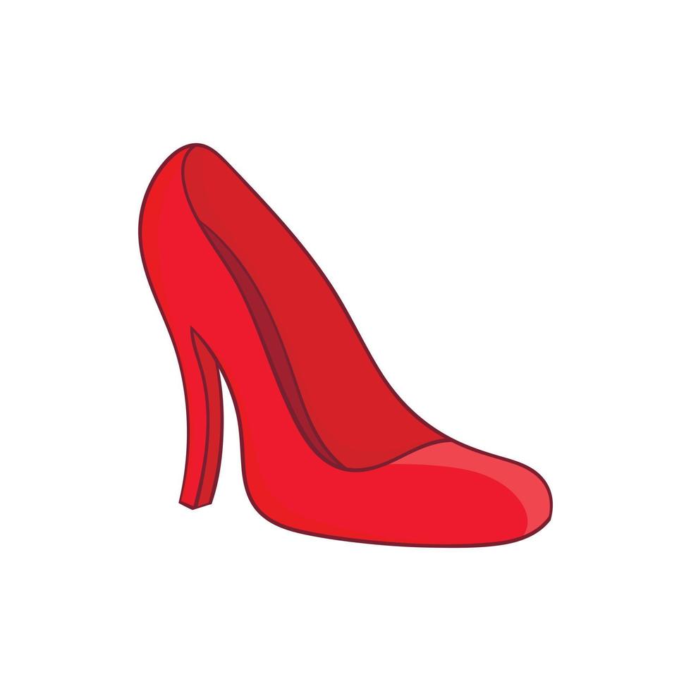 icono de zapatos de mujer rojo, estilo de dibujos animados vector