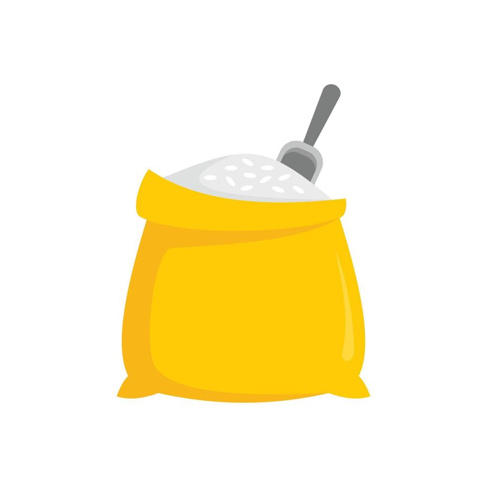 icono de saco de arroz fresco, estilo plano vector