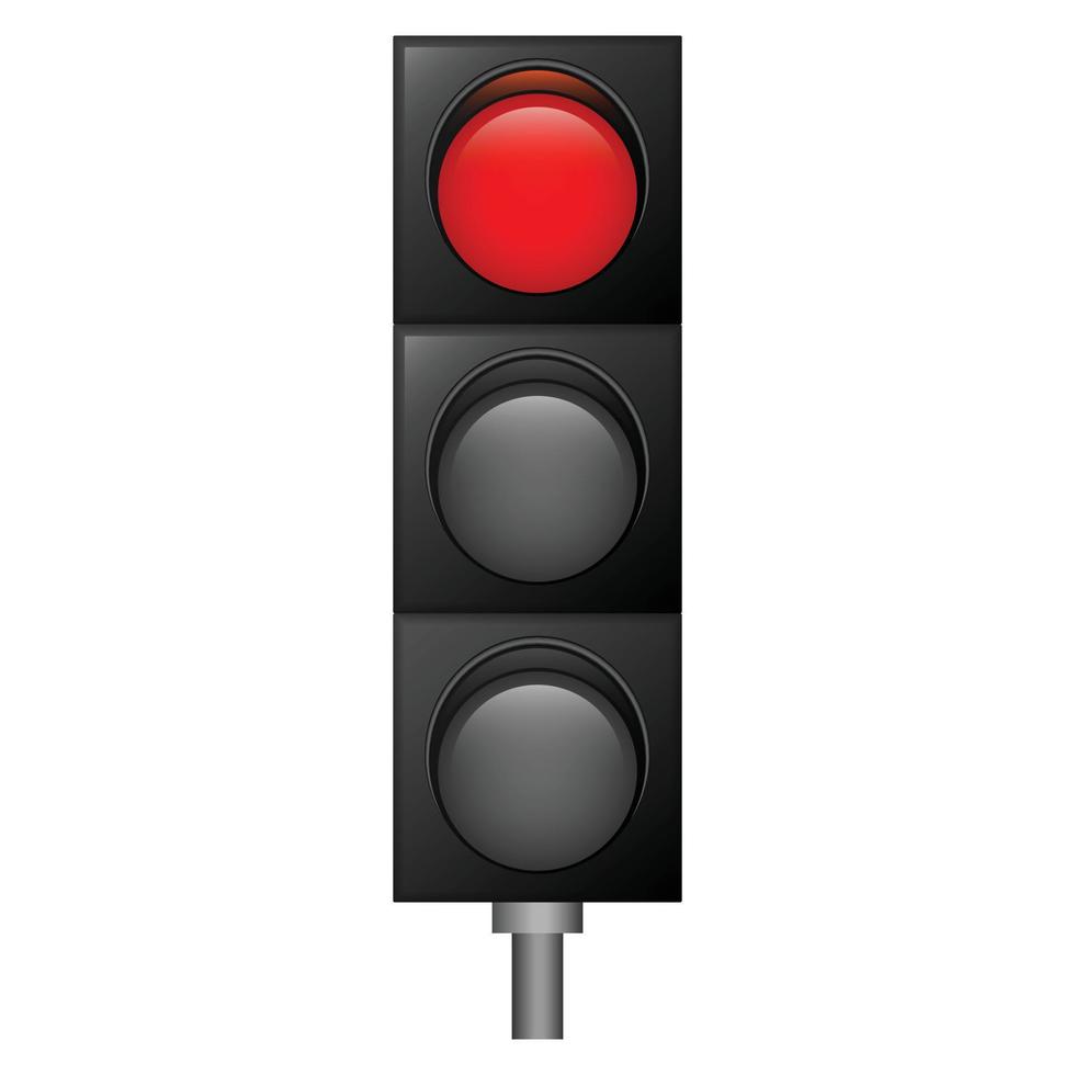Red color traffic lights icon, realistic style vector