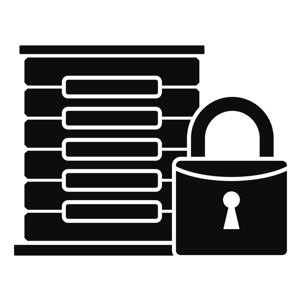 Protected server icon, simple style vector