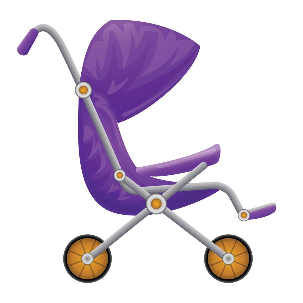 Baby stroller icon, cartoon style vector