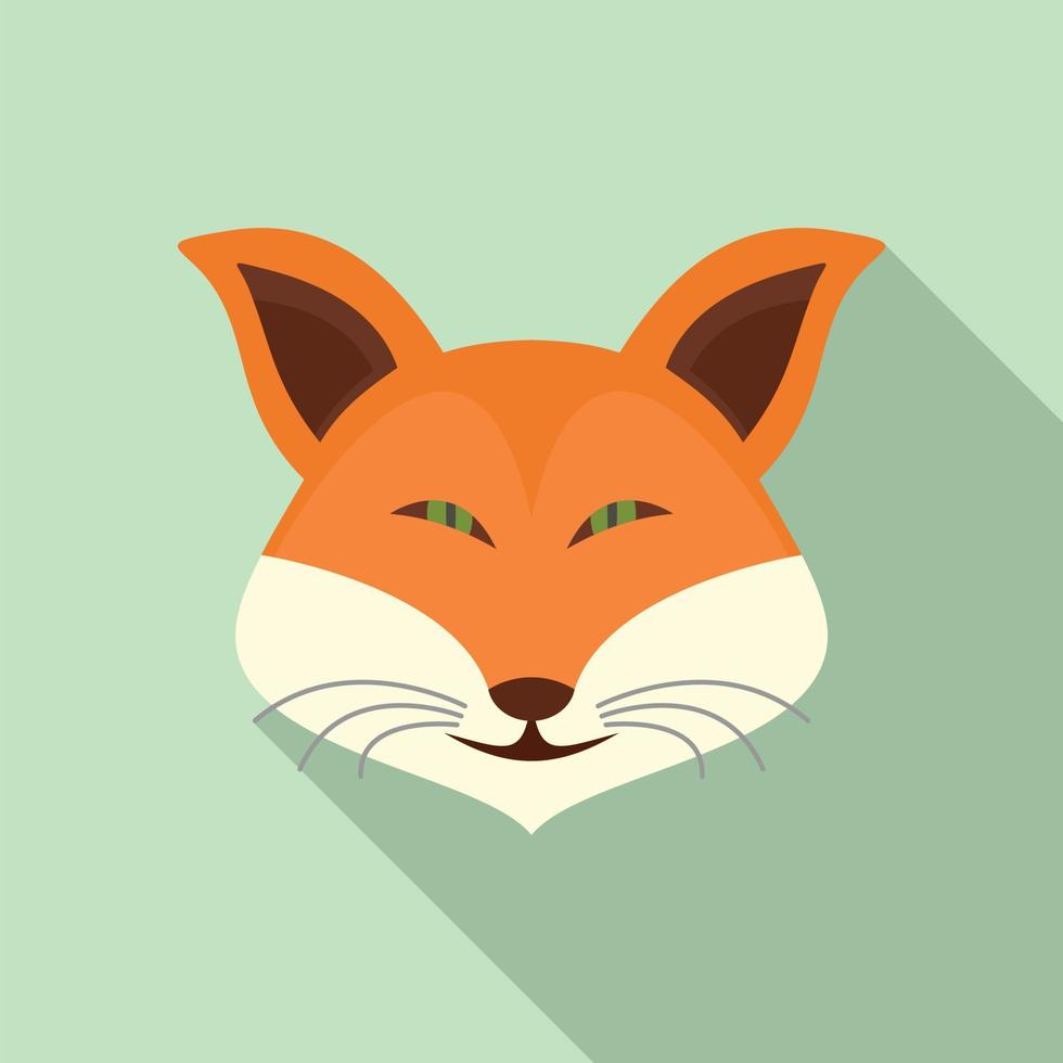 Cute fox icon, flat style vector
