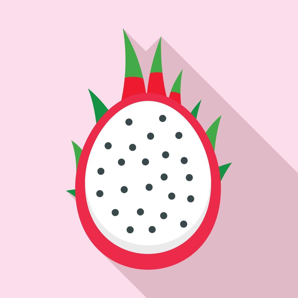 icono de media pitaya, estilo plano vector