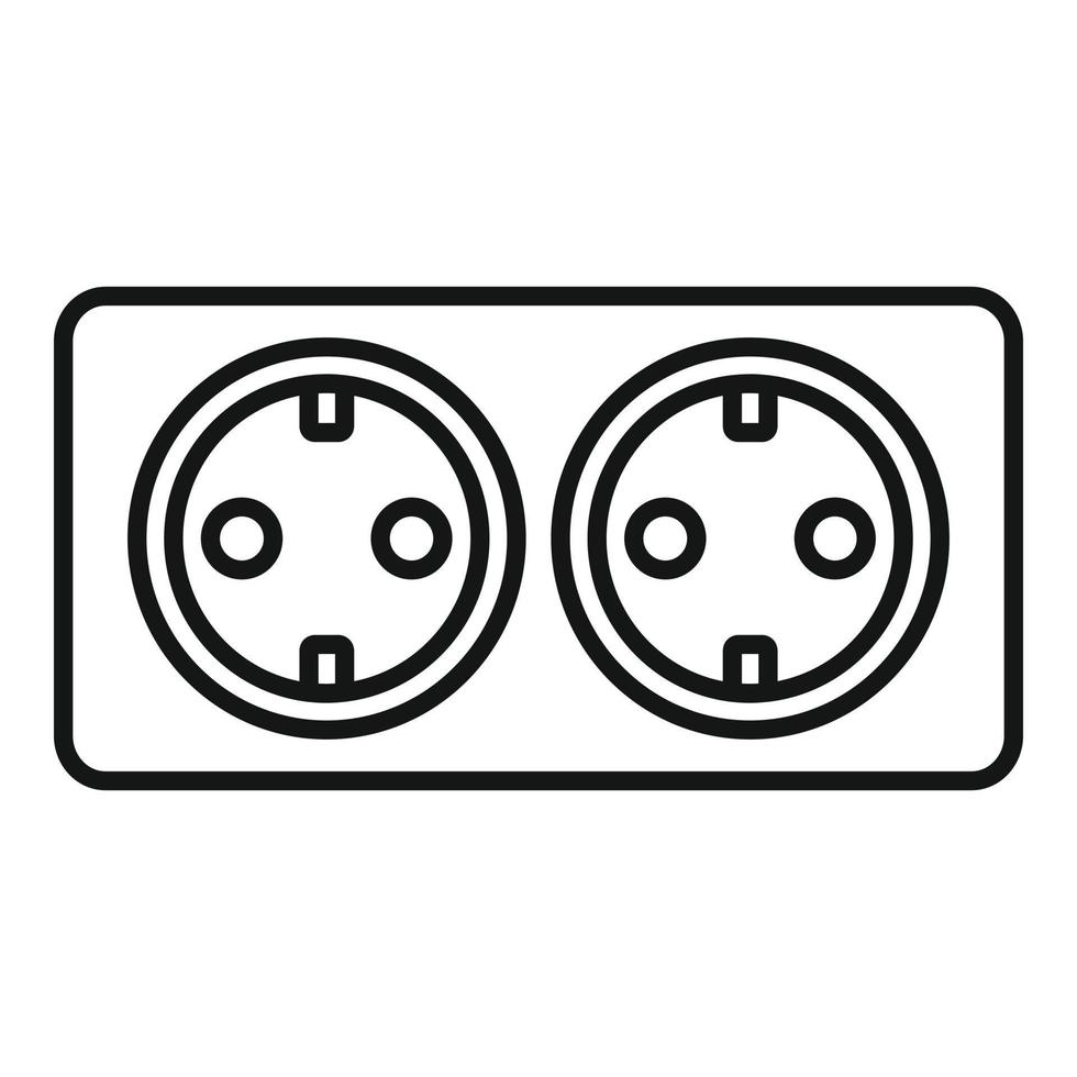 Double wall power socket icon, outline style vector